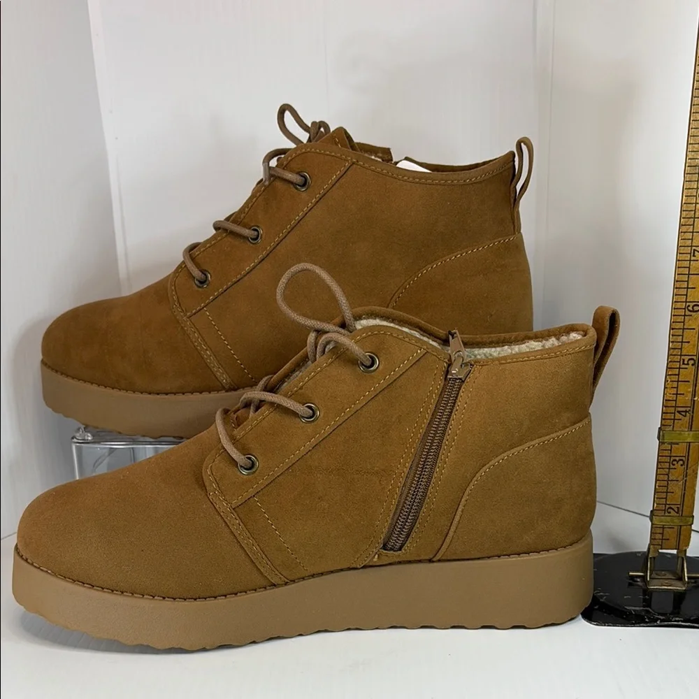 Brown Suede Ankle Boots POP size 11‎ chukka boots faux fur lined. 13